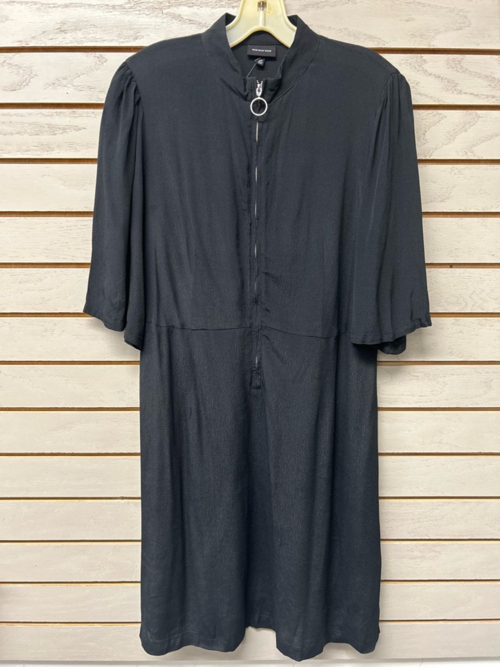 Who What Wear Black Midi Dress with Ring Zip